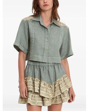 Greek Archaic Kori Geometric-Print-Detail Shirt - Gray