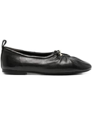 ADRIANNA FERETTI Bow-Detail Leather Ballet Flats - Black