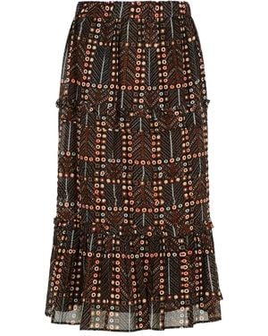 Isabel Marant Tiered Patterned Skirt - Brown