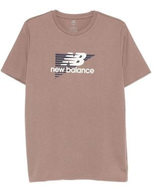 New Balance Logo-Print T-Shirt - Brown