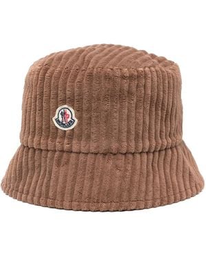 Moncler Cappello Bucket A Coste - Marrone