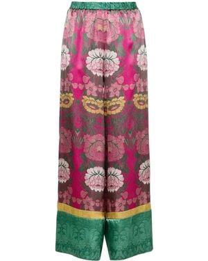 Pierre Louis Mascia Floral-Jacquard Silk Trousers - Pink