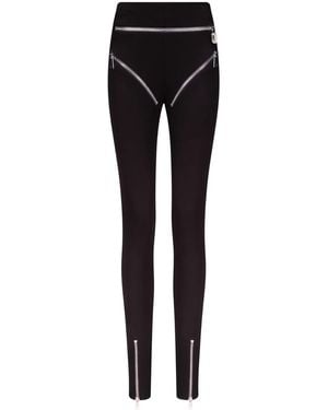 Area Zipper Brief Leggins - Black