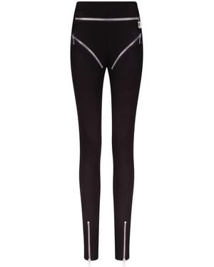 Area Zipper Brief Leggins - Black