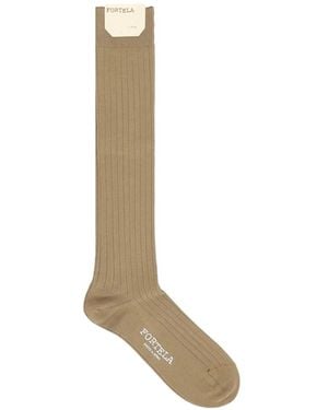 Fortela Bob Ribbed Knee High Socks - White