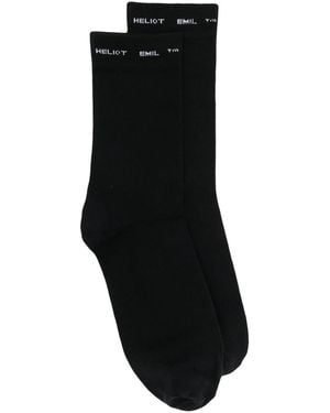HELIOT EMIL Intarsia-Logo Knit Socks - Black