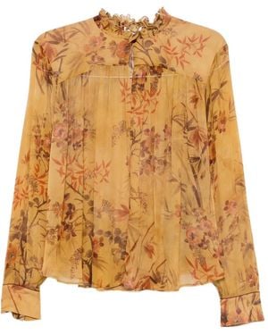 forte_forte Floral-Print Ruffled Blouse - Metallic
