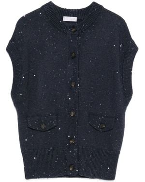 Brunello Cucinelli Vest Met Pailletten - Blauw