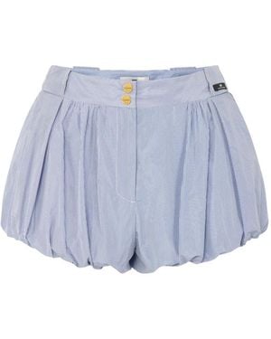 Elisabetta Franchi Striped Nylon Taffeta Shorts - Blue