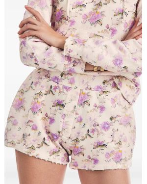 LoveShackFancy Renato Floral Frayed Shorts - Pink