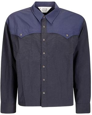 Brain Dead Western-Style Panelled Shirt - Blue
