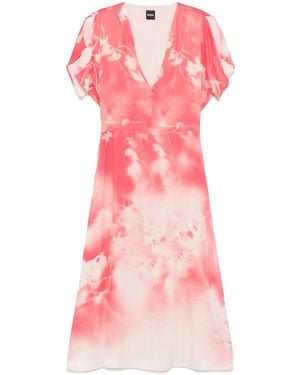 BOSS Floral-Print Midi Dress - Pink