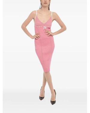 Cormio Naomi Ribbed-Knit Fitted Midi Dress - Pink