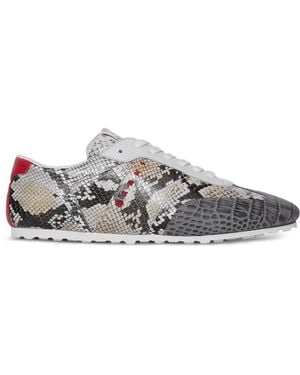 Marni Lace-Up Animal-Print Trainers - White