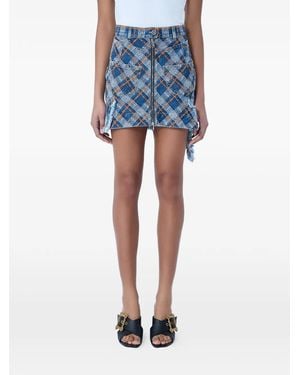 Vivienne Westwood Frayed Zip Skirt - Blue
