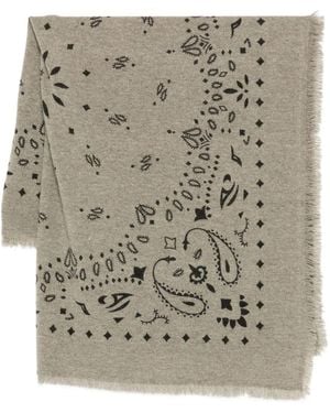 Kujten Paisley-Pattern Cashmere Scarf - Grey