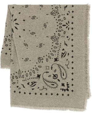 Kujten Paisley-Pattern Cashmere Scarf - Grey
