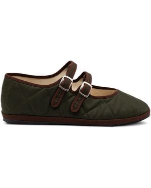 Gondolina Acqua Alta Mary Jane Quilted Double-Lace Ballet Flats - Black