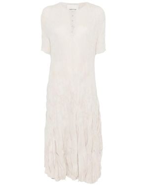 GONGDID DESIGN Robe Mi-Longue À Effet Froissé Et Manches Courtes - White