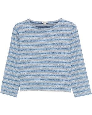 Bode Boat-Neck Blouse - Blue