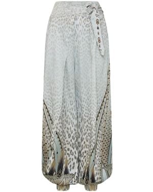 CAMILLA Asymmetrical Belted Pants - Gray