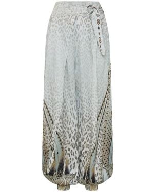 CAMILLA Asymmetrical Belted Pants - Gray