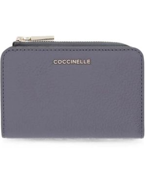 Coccinelle Small Logo-Plaque Pebbled Wallet - Purple