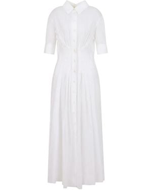 Marni Poplin Shirt Dress With Gathering - White