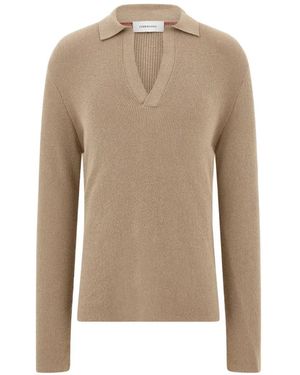 Ferragamo Long-Sleeve Polo Shirt - Natural