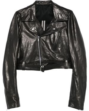 Rick Owens Veste En Cuir À Taille Ceinturée - Noir