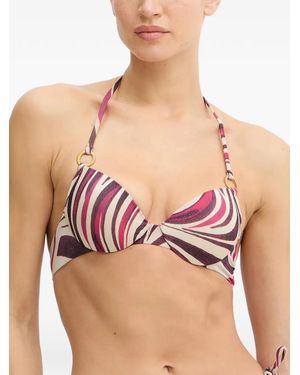 Twinset Abstract-Print Halterneck Bikini Top - Natural