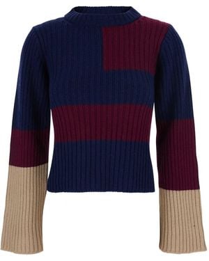 ..,merci Ribbed-Design Long-Sleeved Jumper - Blue