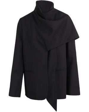 Sea Draped Asymmetric Jacket - Blue