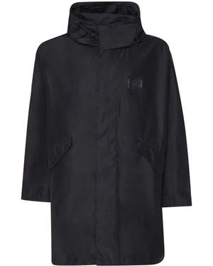 Dolce & Gabbana Parka mit Logo-Schild - Blau