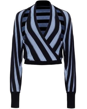 Hellessy Artin Striped V-Neck Sweater - Blue