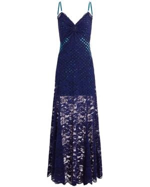Rabanne Vestido De Encaje En Trompe L'Oeil - Azul