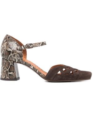 Chie Mihara Airma Snakeskin-Effect Heeled Court Shoes - Brown