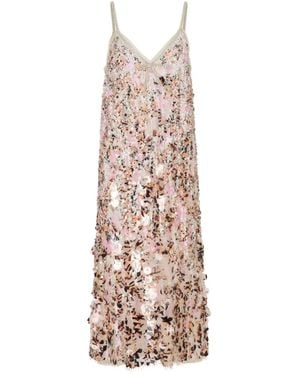 Marni Robe Mi-Longue À Sequins - Natural