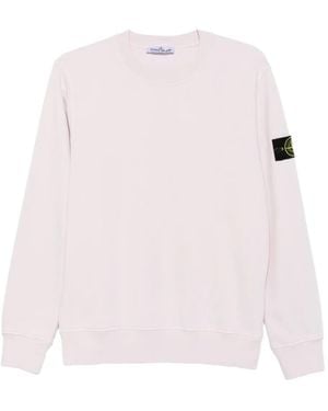 Stone Island Sweat En Coton À Patch Compass - Rose