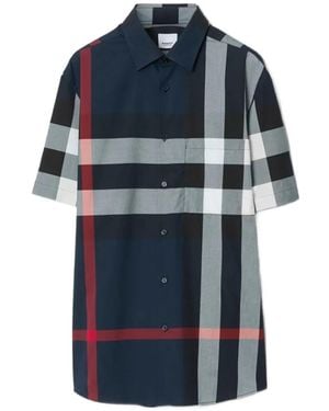 Burberry Somerton Checked Regular-fit Stretch-cotton Shirt - Blue