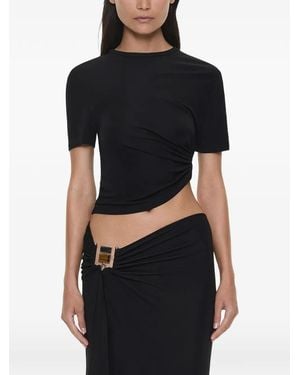 Christopher Esber Bezel Quartz Ruched Tee T-Shirt - Black