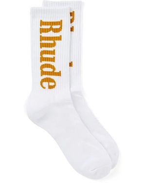 Rhude Chaussettes À Logo Imprimé - White