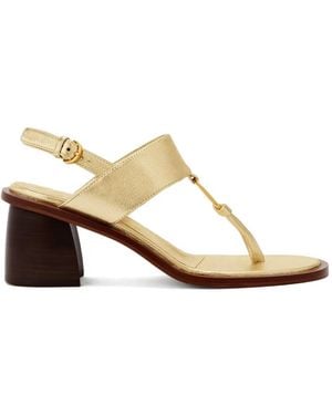 Odissi Olivia Mid Ring-Detail Leather Sandals - Natural