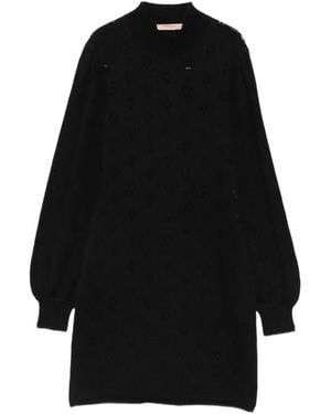 Twinset Heart-Perforated Mini Dress - Black