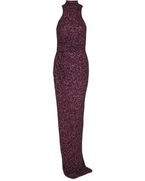 Balmain High-Neck Sequin Dress - Purple