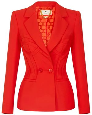 Elisabetta Franchi Raw-Edge Bustier-Line Jacket - Red
