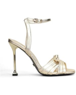 GOLD&ROUGE Naisa-M Bow-Detail Metallic Sandals - White