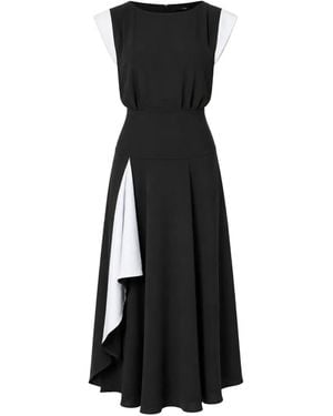 KARL LAGERFELD Draped Panelled Midi Dress - Black
