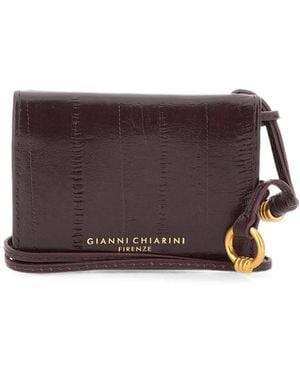 Gianni Chiarini Eel-Effect Leather Card Holder - Brown