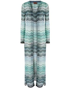 Missoni Cardigan Long À Chevrons - Green
